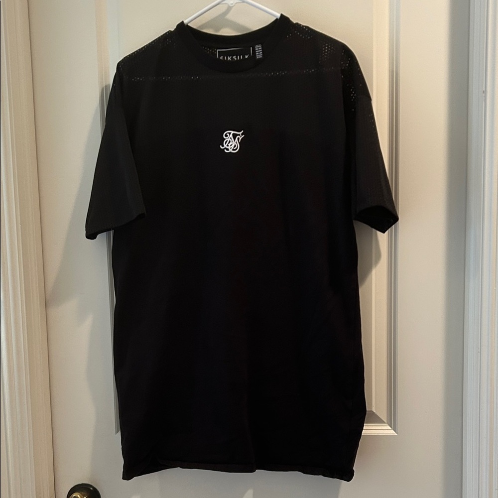 SikSilks Crew Tee Jersey Dress mesh detail embroidered logo short sleeve size 8